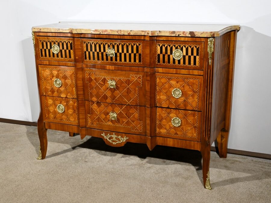 Commode en Bois de Rose et Acajou, style Transition Louis XV / Louis XVI – Fin XIXe – Image 3