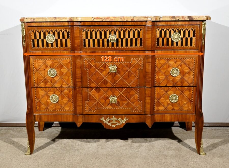 Commode en Bois de Rose et Acajou, style Transition Louis XV / Louis XVI – Fin XIXe – Image 37