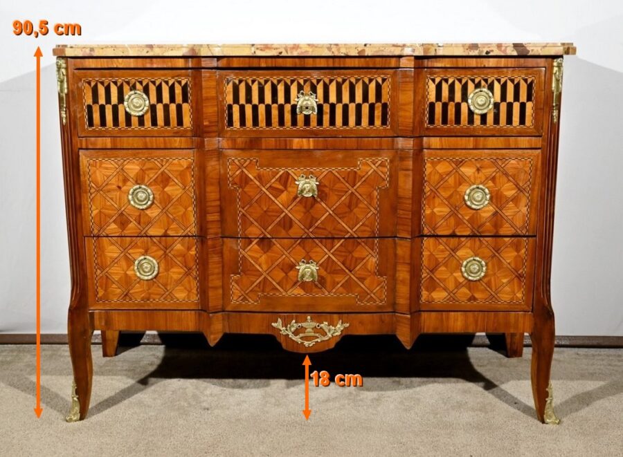 Commode en Bois de Rose et Acajou, style Transition Louis XV / Louis XVI – Fin XIXe – Image 39
