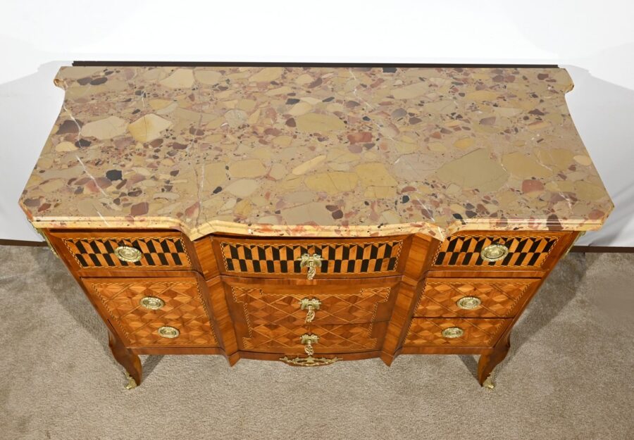 Commode en Bois de Rose et Acajou, style Transition Louis XV / Louis XVI – Fin XIXe – Image 5