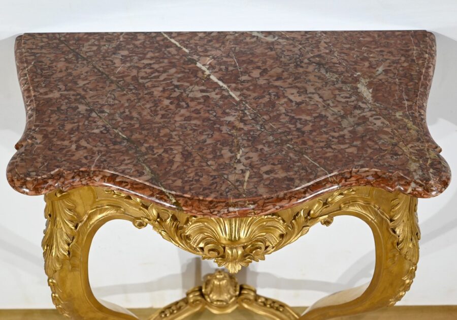 Console Murale en Bois Doré, style Louis XV, époque Napoléon III – Milieu XIXe – Image 5