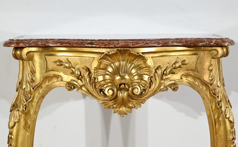 Console Murale en Bois Doré, style Louis XV, époque Napoléon III – Milieu XIXe – Image 8