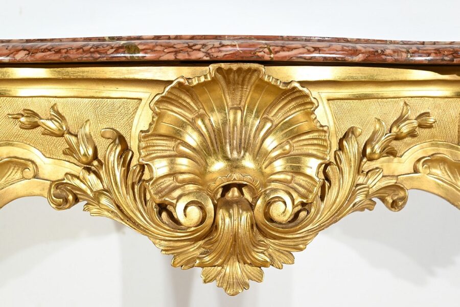 Console Murale en Bois Doré, style Louis XV, époque Napoléon III – Milieu XIXe – Image 9
