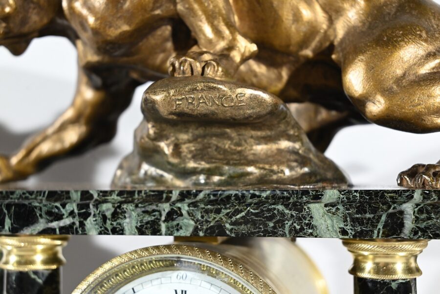 Importante Garniture de Cheminée en Régule et Marbre – Fin XIXe – Image 9