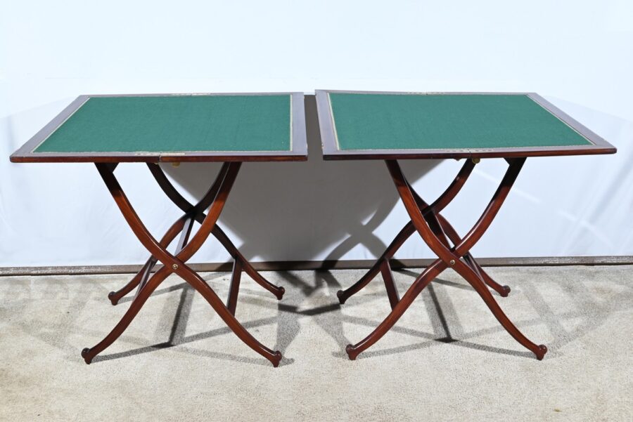 Paire de Tables de Jeux en Acajou, estampillées H.J. Linton – 1920 – Image 2