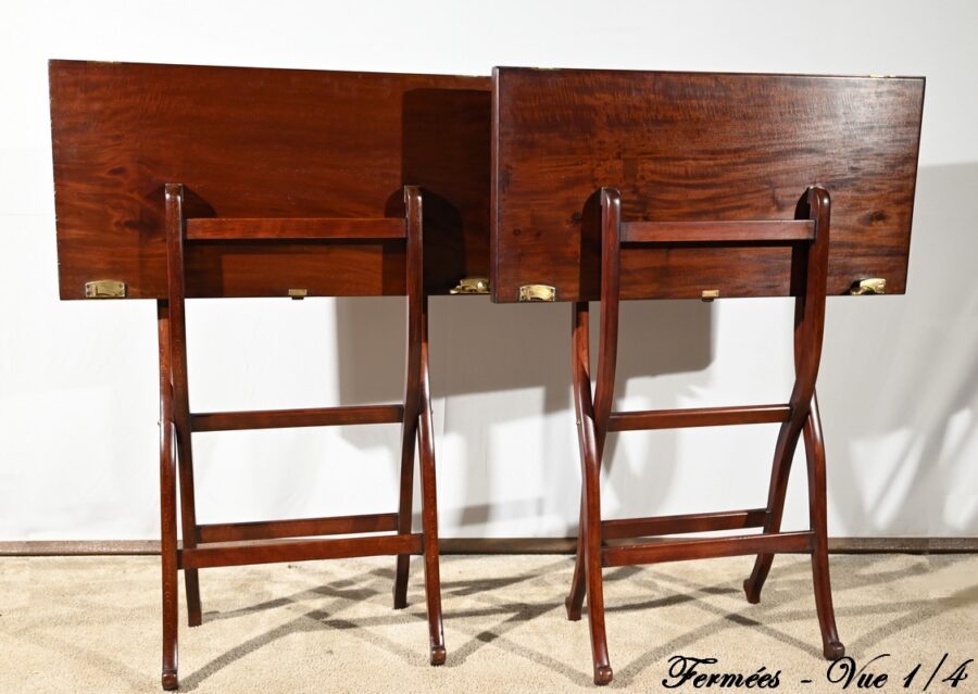 Paire de Tables de Jeux en Acajou, estampillées H.J. Linton – 1920 – Image 20
