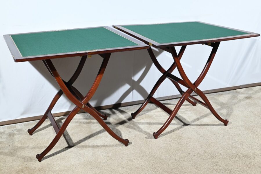 Paire de Tables de Jeux en Acajou, estampillées H.J. Linton – 1920 – Image 3