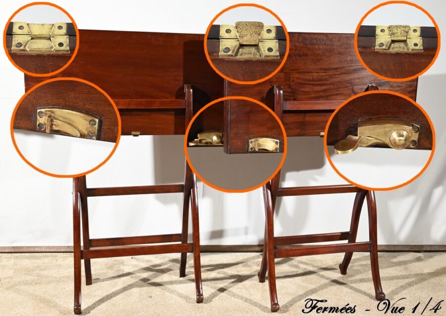 Paire de Tables de Jeux en Acajou, estampillées H.J. Linton – 1920 – Image 21