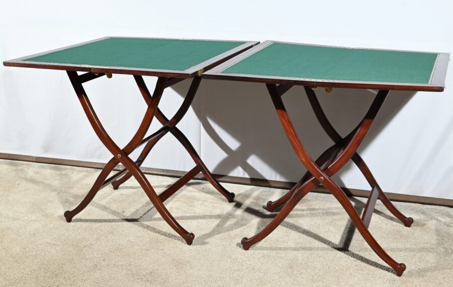 Paire de Tables de Jeux en Acajou, estampillées H.J. Linton – 1920 – Image 4