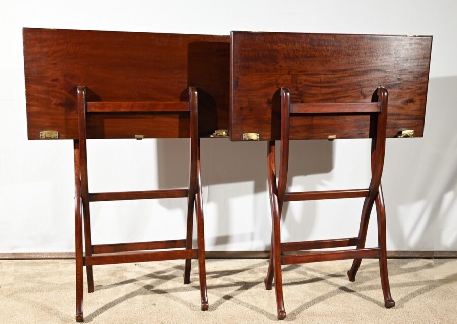 Paire de Tables de Jeux en Acajou, estampillées H.J. Linton – 1920 – Image 5