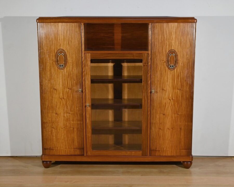 Petite Armoire Bibliothèque en Acajou Blond, Art Déco – 1940