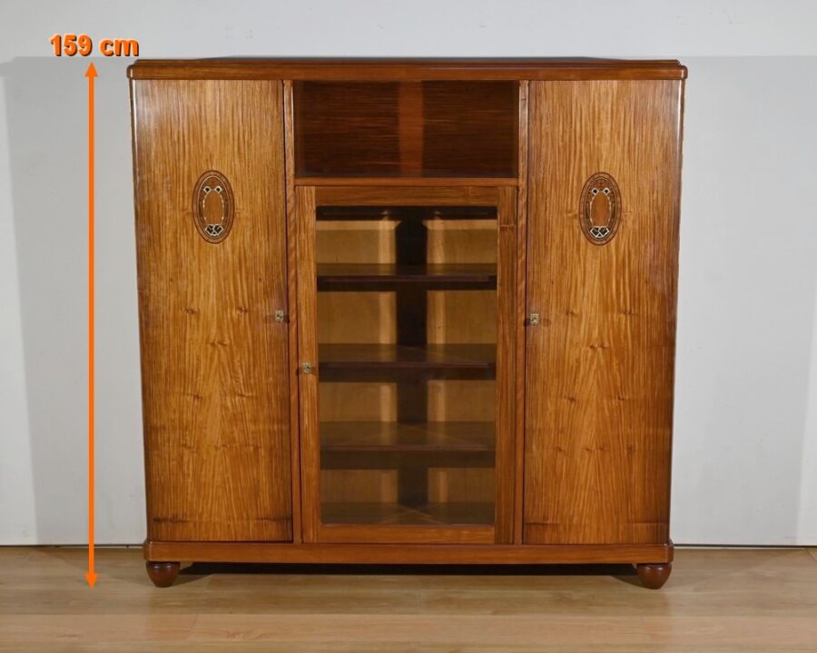 Petite Armoire Bibliothèque en Acajou Blond, Art Déco – 1940 – Image 2