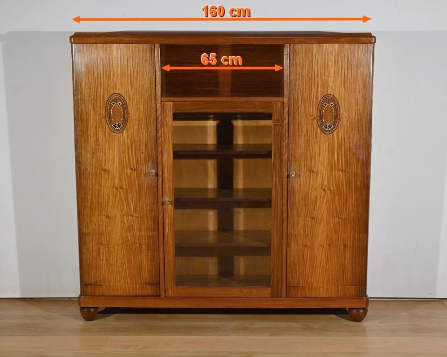 Petite Armoire Bibliothèque en Acajou Blond, Art Déco – 1940 – Image 26