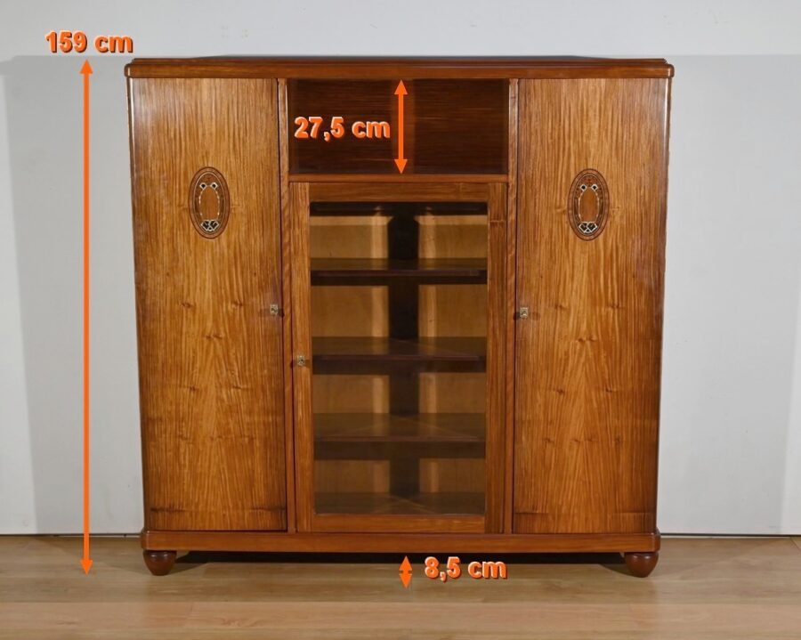Petite Armoire Bibliothèque en Acajou Blond, Art Déco – 1940 – Image 28