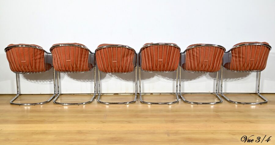 Suite de 6 Chaises à Bras, en Métal Chromé, de Gastone Rinaldi – 1970 – Image 19