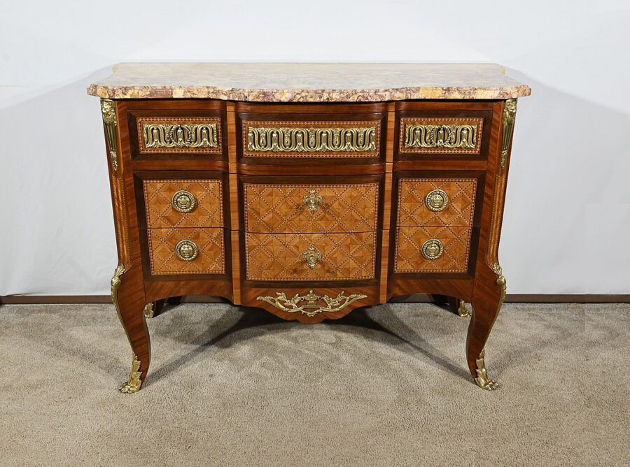 Commode en Bois de Rose et Amarante, style Transition Louis XV / Louis XVI – Fin XIXe