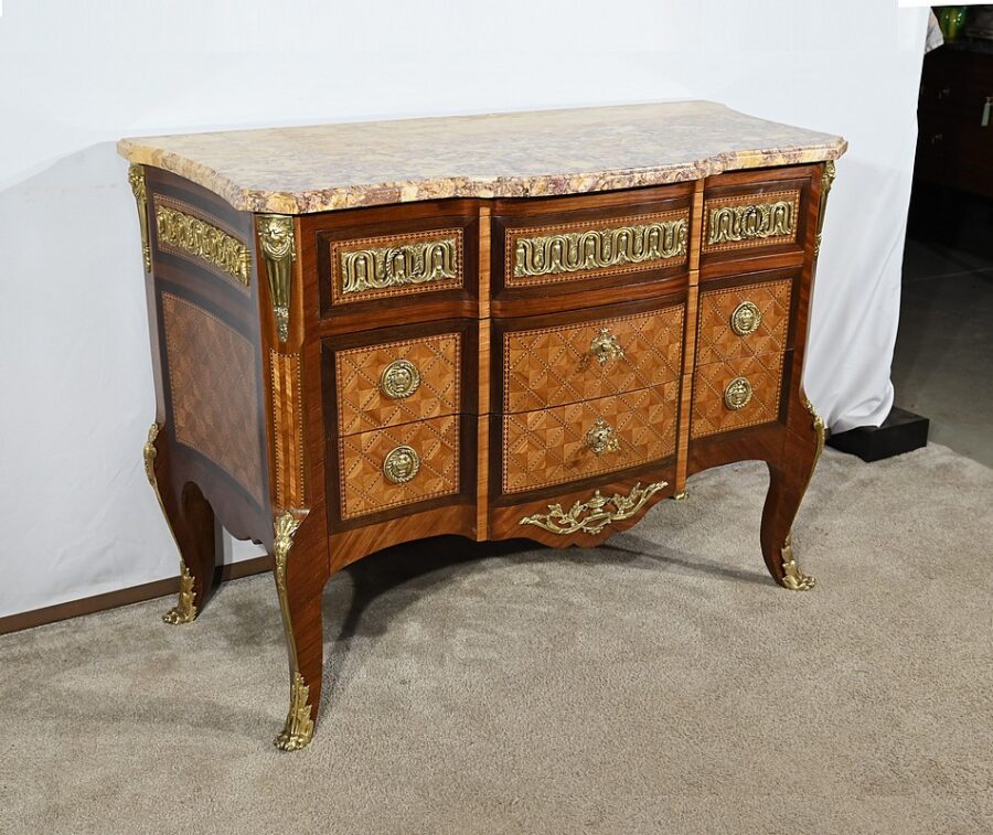 Commode en Bois de Rose et Amarante, style Transition Louis XV / Louis XVI – Fin XIXe – Image 3