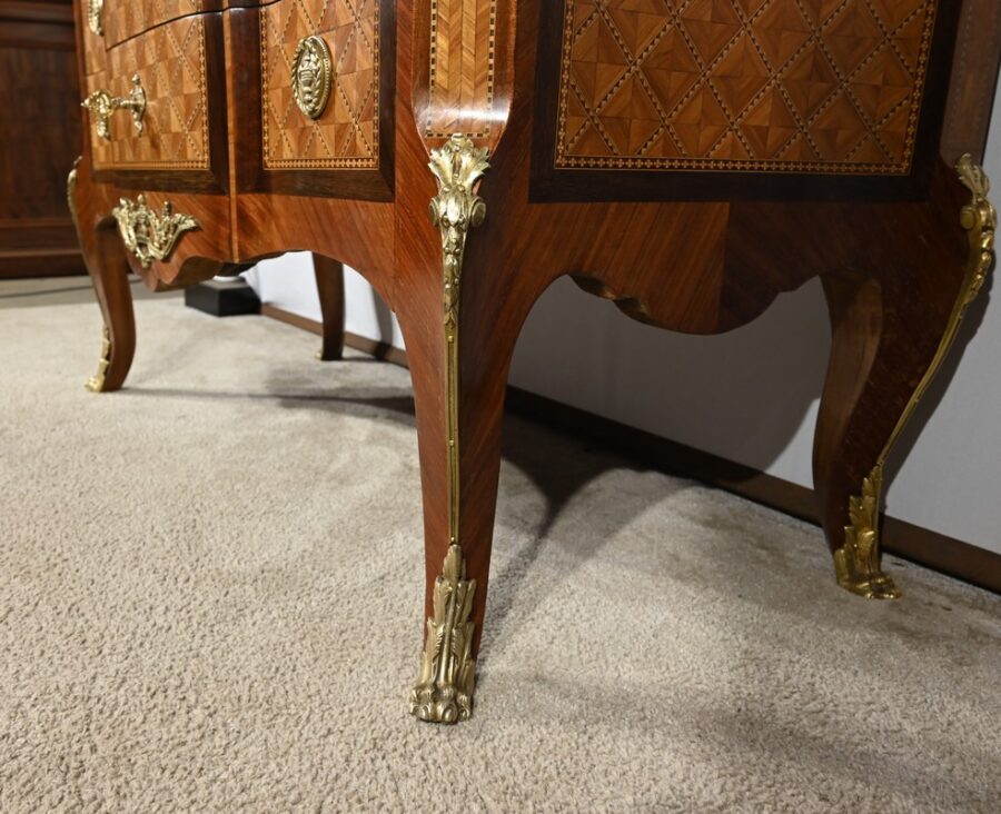 Commode en Bois de Rose et Amarante, style Transition Louis XV / Louis XVI – Fin XIXe – Image 22