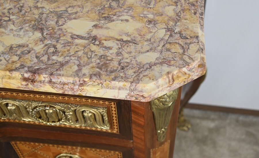 Commode en Bois de Rose et Amarante, style Transition Louis XV / Louis XVI – Fin XIXe – Image 8