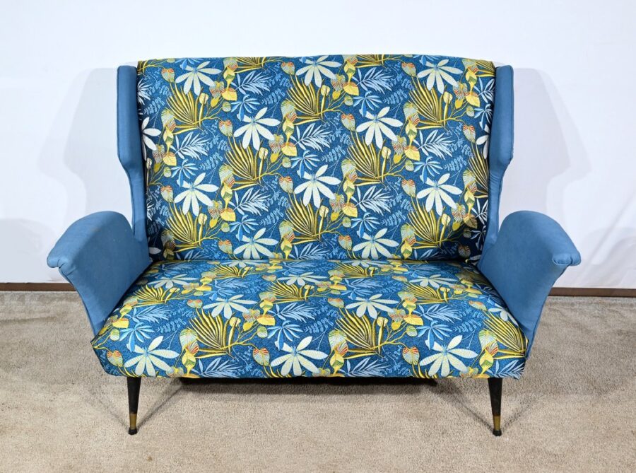 Banquette 2 Places en Tissu Bleu Azur – 1940