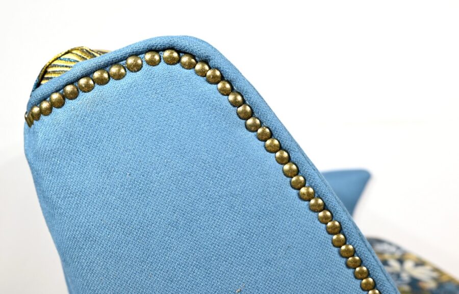 Banquette 2 Places en Tissu Bleu Azur – 1940 – Image 22