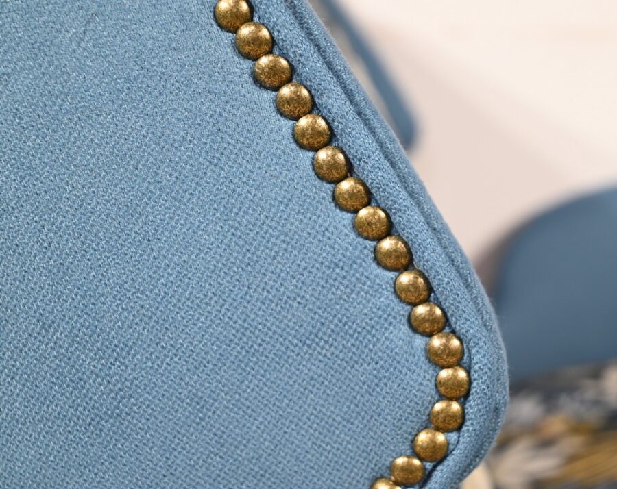 Banquette 2 Places en Tissu Bleu Azur – 1940 – Image 23