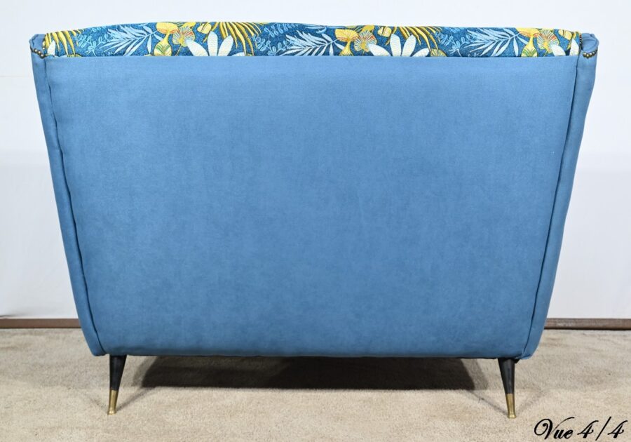 Banquette 2 Places en Tissu Bleu Azur – 1940 – Image 31