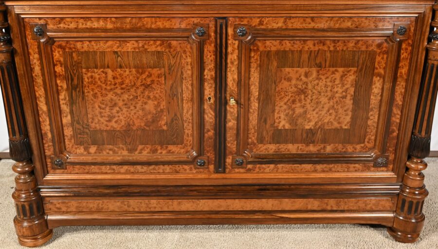 Buffet Commode en Loupe d'Amboine et Palissandre, style Louis XVI – 2ème Partie XIXe – Image 17