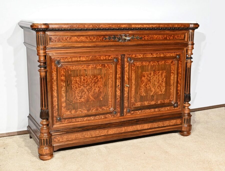 Buffet Commode en Loupe d'Amboine et Palissandre, style Louis XVI – 2ème Partie XIXe – Image 2