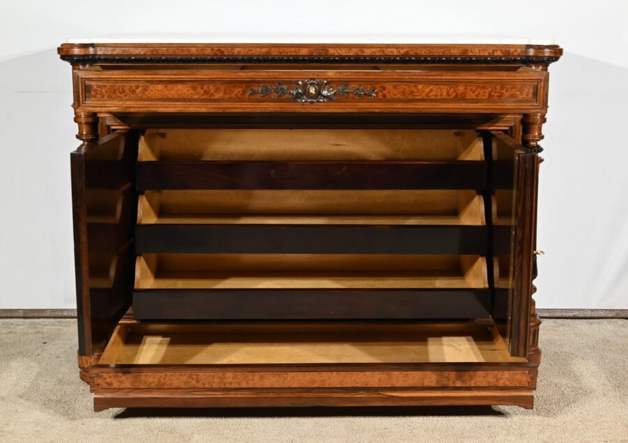 Buffet Commode en Loupe d'Amboine et Palissandre, style Louis XVI – 2ème Partie XIXe – Image 24