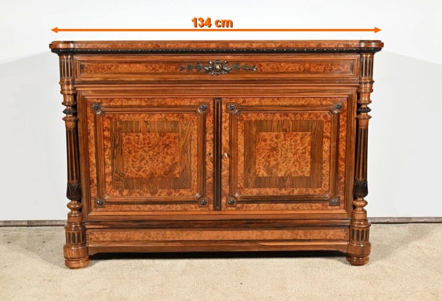 Buffet Commode en Loupe d'Amboine et Palissandre, style Louis XVI – 2ème Partie XIXe – Image 32