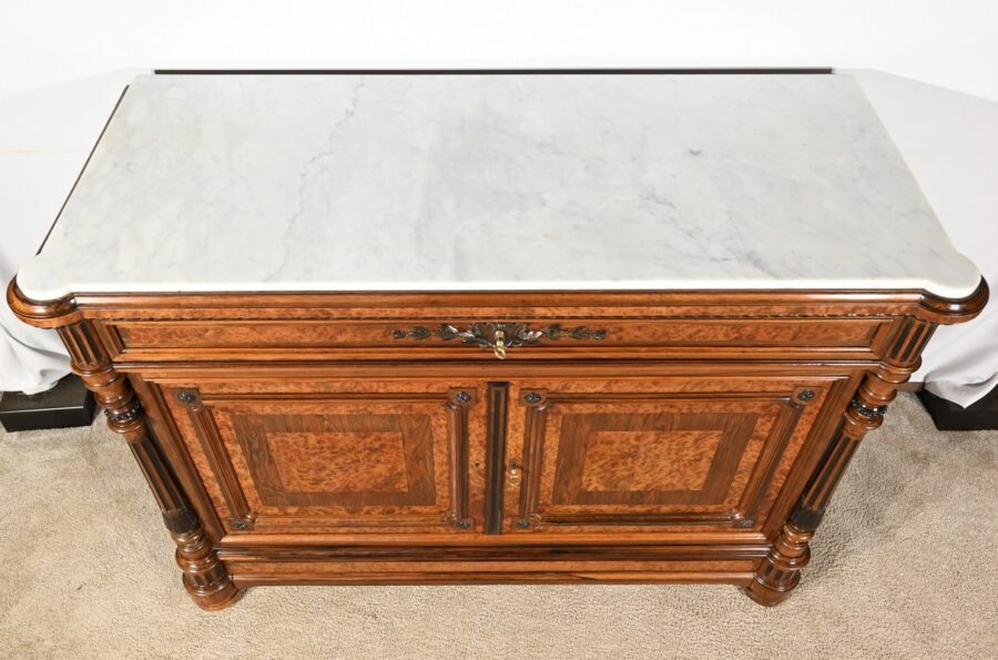 Buffet Commode en Loupe d'Amboine et Palissandre, style Louis XVI – 2ème Partie XIXe – Image 5