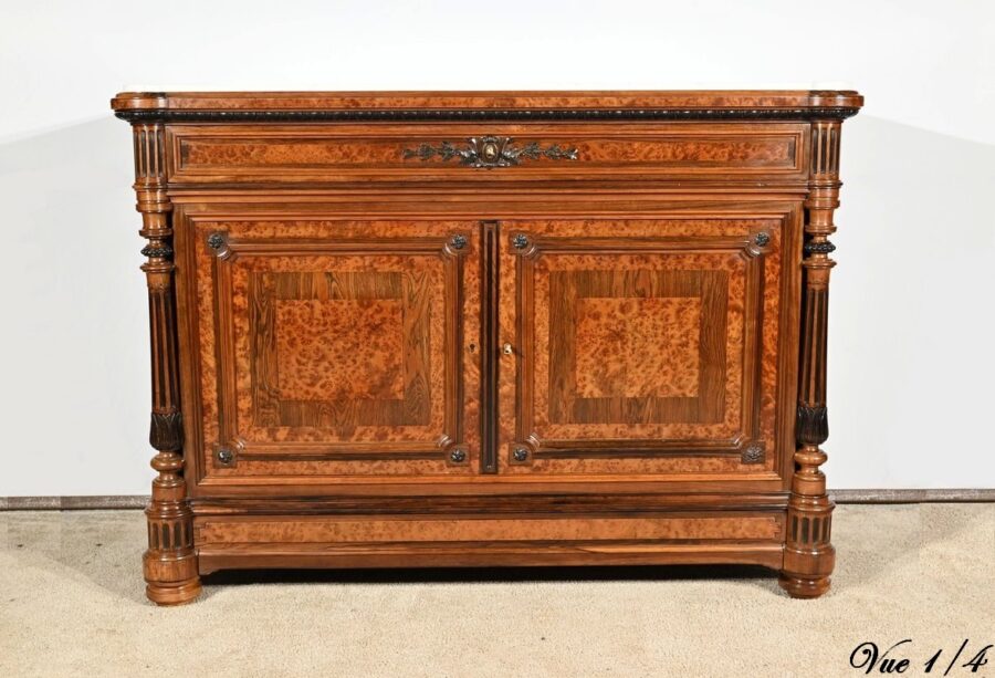 Buffet Commode en Loupe d'Amboine et Palissandre, style Louis XVI – 2ème Partie XIXe – Image 7