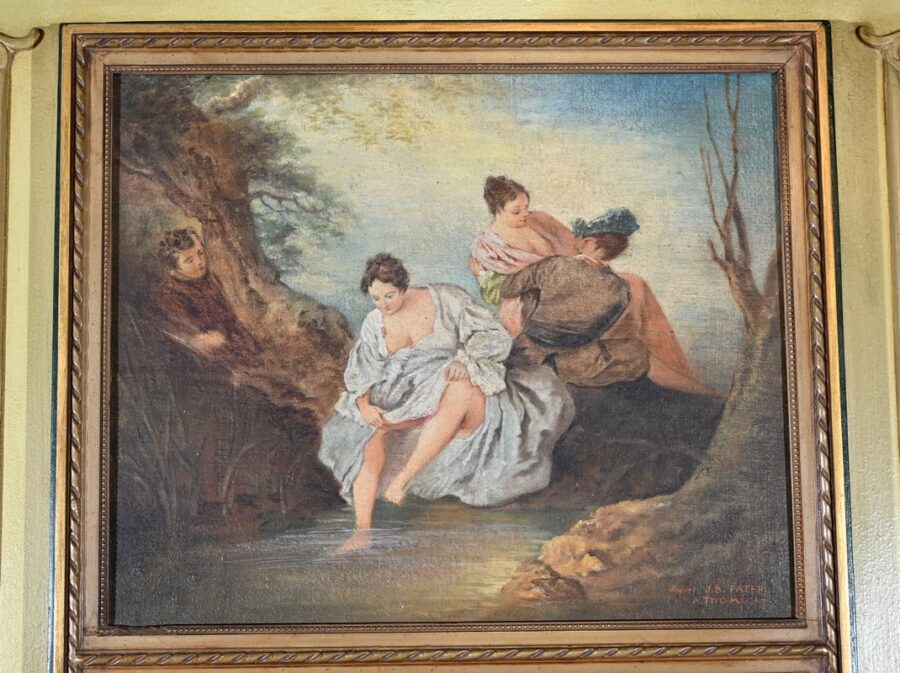 Miroir Trumeau en Bois Laqué, signé A.Thomaray, style Louis XVI - XXe – Image 5
