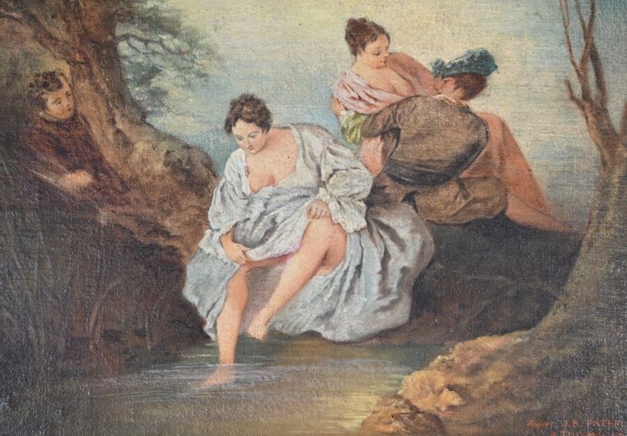 Miroir Trumeau en Bois Laqué, signé A.Thomaray, style Louis XVI - XXe – Image 6
