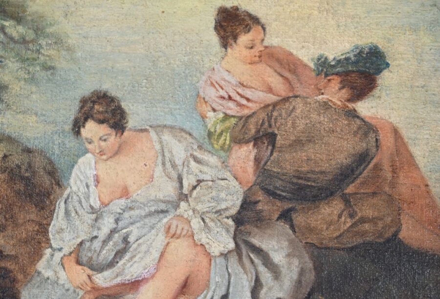 Miroir Trumeau en Bois Laqué, signé A.Thomaray, style Louis XVI - XXe – Image 7