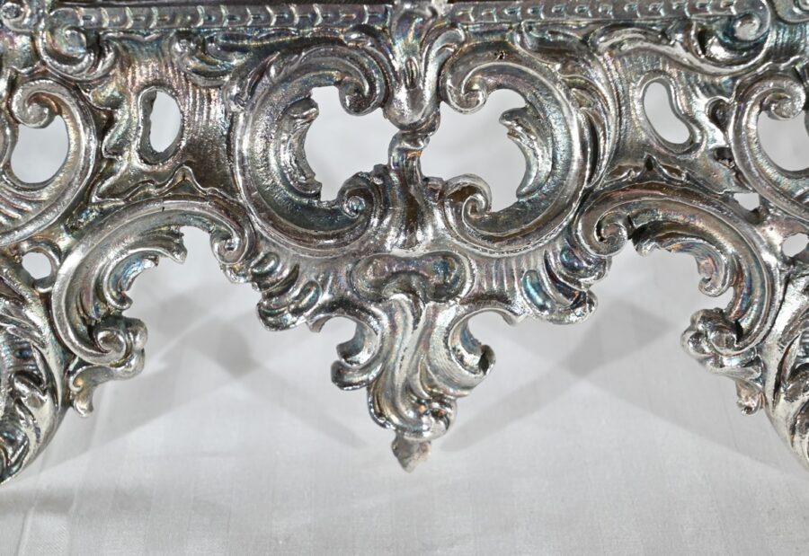 Petit Miroir de Table en Bronze Argenté, style Rocaille – Fin XIXe – Image 14