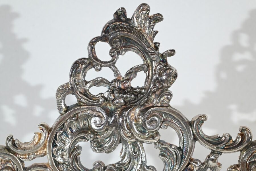 Petit Miroir de Table en Bronze Argenté, style Rocaille – Fin XIXe – Image 8