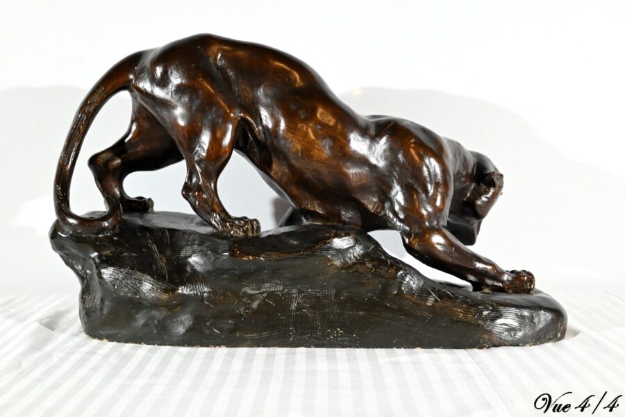Sculpture en Terre Cuite Patinée « Tigre à l’Affût », signée T.Cartier – Début XXe – Image 19