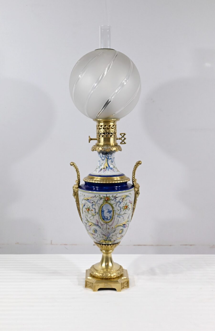 Lampe à Pétrole en Faïence, époque Napoléon III – Milieu XIXe – Image 15