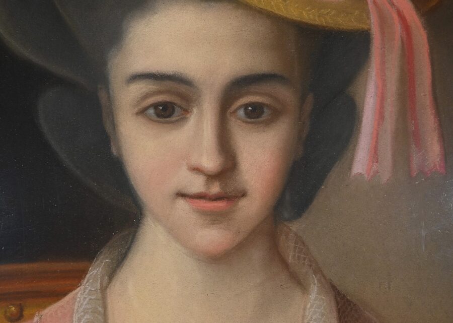 Important Pastel « La Jeune fille au Canari », école française du XIXe – Image 8