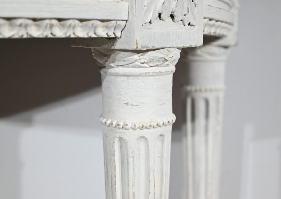 Console Demi-Lune en Bois Réchampi, style Louis XVI – Début XIXe – Image 16