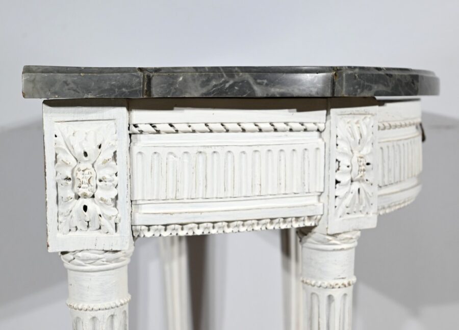Console Demi-Lune en Bois Réchampi, style Louis XVI – Début XIXe – Image 21