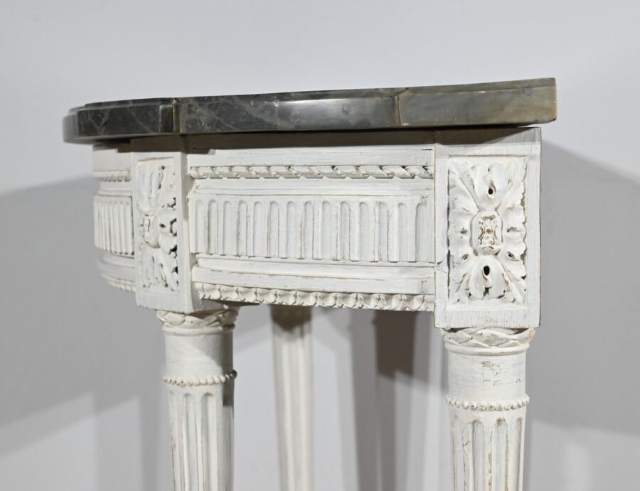 Console Demi-Lune en Bois Réchampi, style Louis XVI – Début XIXe – Image 25