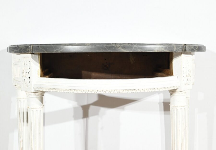 Console Demi-Lune en Bois Réchampi, style Louis XVI – Début XIXe – Image 29