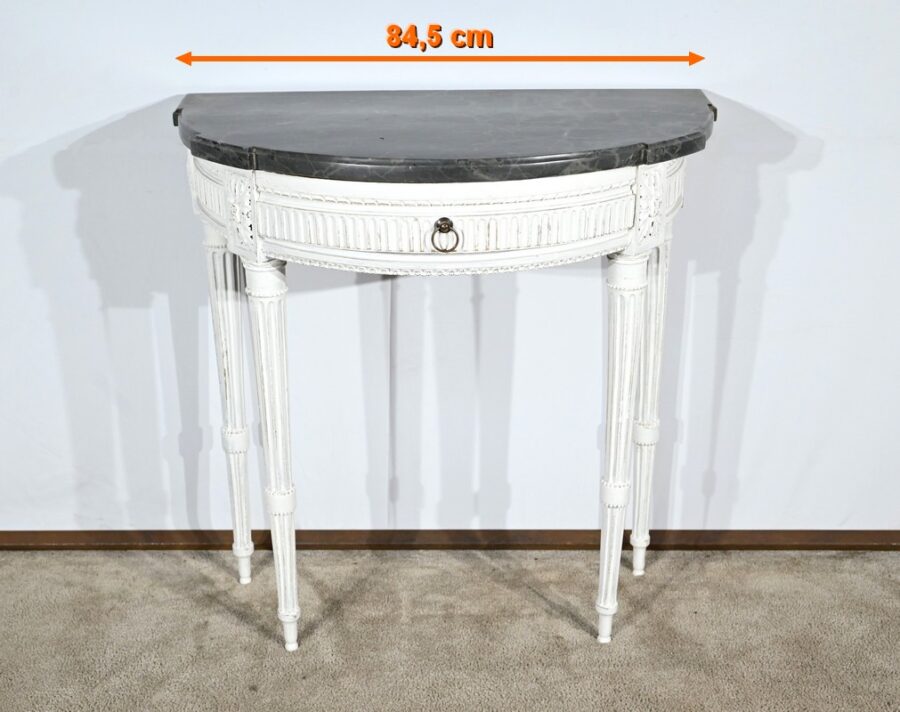 Console Demi-Lune en Bois Réchampi, style Louis XVI – Début XIXe – Image 2