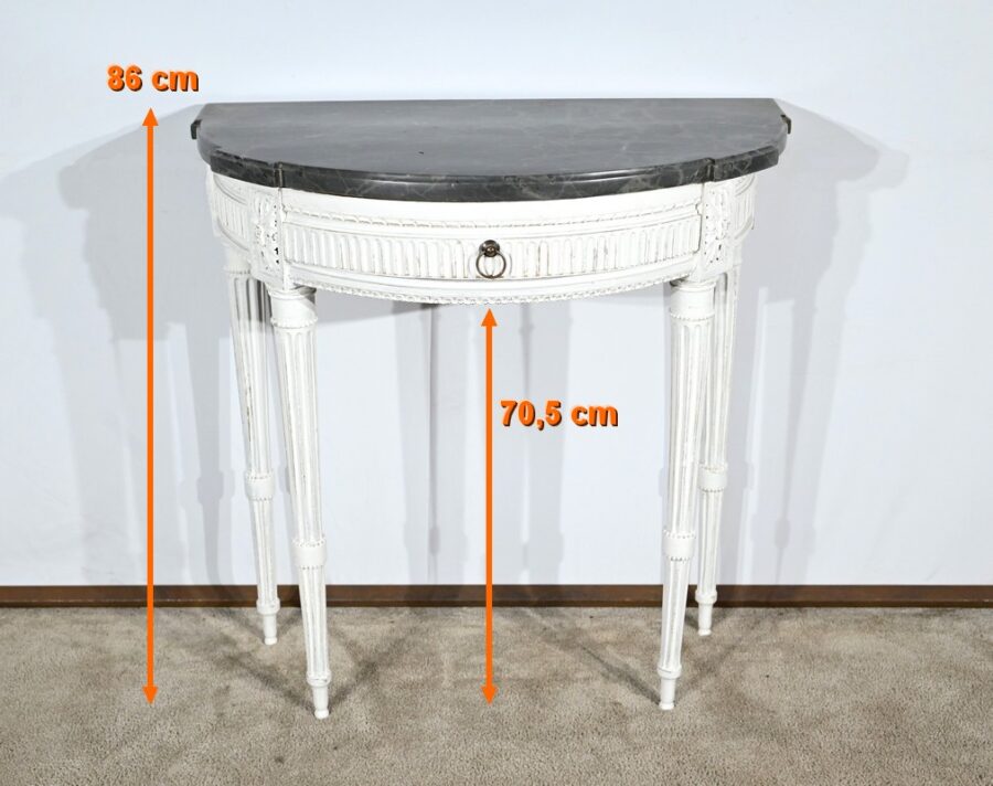 Console Demi-Lune en Bois Réchampi, style Louis XVI – Début XIXe – Image 32
