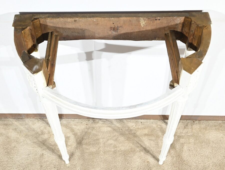 Console Demi-Lune en Bois Réchampi, style Louis XVI – Début XIXe – Image 35