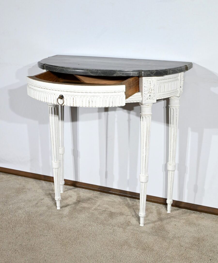 Console Demi-Lune en Bois Réchampi, style Louis XVI – Début XIXe – Image 5