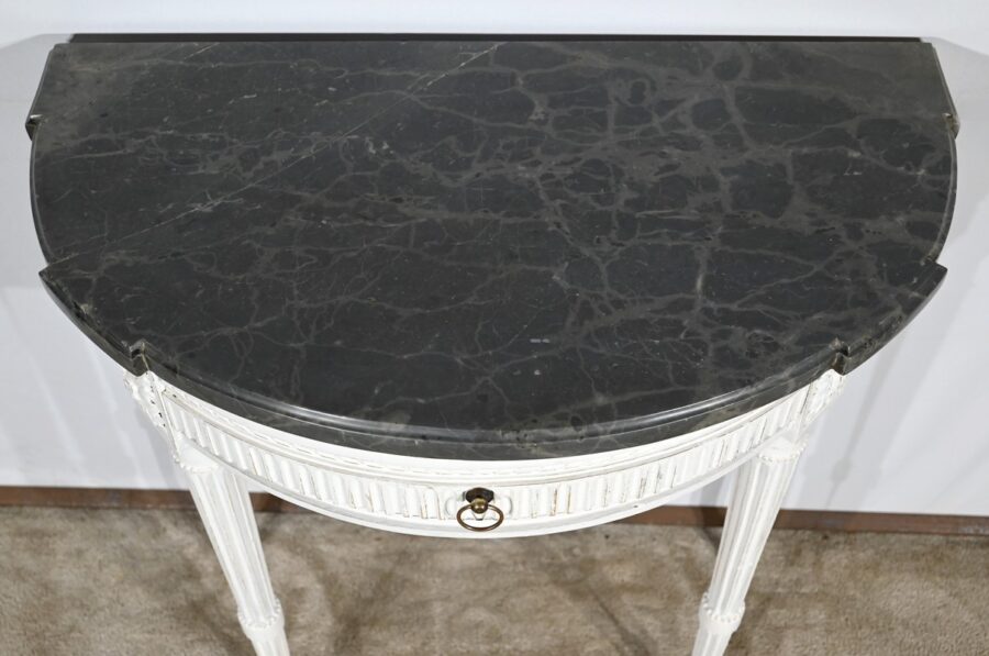 Console Demi-Lune en Bois Réchampi, style Louis XVI – Début XIXe – Image 6